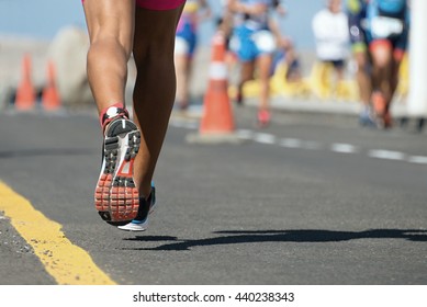 Marathon Running Race,view From Behind