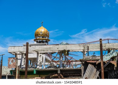 Marawi City, Philippines - May 10, 2018: Ruins Of Marawi City After The Siege Of 2017.