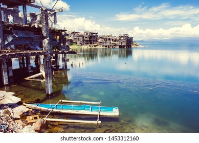 Marawi, Philippines - May 9, 2018: Ruins Of Marawi A Year After The Siege.