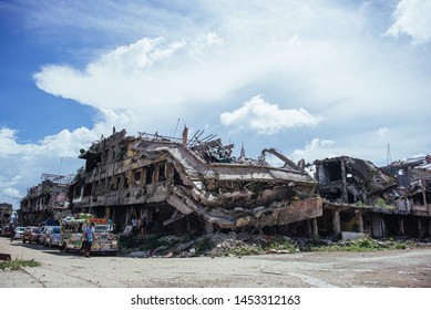 Marawi, Philippines - May 9, 2018: Ruins Of Marawi A Year After The Siege.