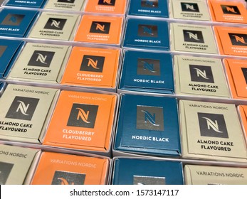 Marbella, Malaga / Spain - 11 28 2019: Nespresso Shop And Capsules In A Store In El Corte Ingles Puerto Banus Marbella, Special Edition Coffee, Nordic Limited Edition