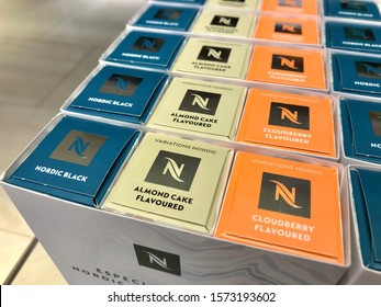 Marbella, Malaga / Spain - 11 28 2019: Nespresso Shop And Capsules In A Store In El Corte Ingles Puerto Banus Marbella, Special Edition Coffee, Nordic Limited Edition