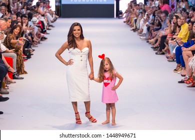 Marbella, Malaga / Spain - July 11 2019 : Marbellla Fashion Show Charity Event in Puerto Banus Marbella with Eva Longoria as ambassador Guest. Global Gift Foundation and Eva Longoria Fondation.