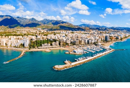 Similar – Image, Stock Photo Malaga, Spain. Panorama Cityscape Elevated View Of Malaga In Sunny Summer Evening. Altered Sunset Sky