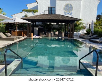 Marbella, Spain - August 3 2021: The Nobu Hotel Swimming Pool