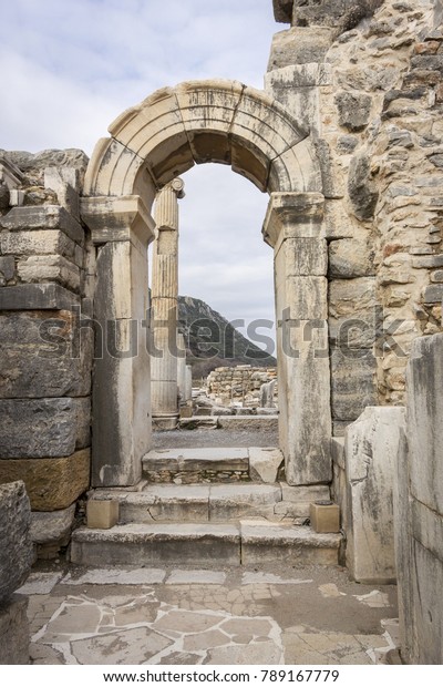 Marble Archway Ancient City Ephesus Selcuk Buildings Landmarks Stock Image