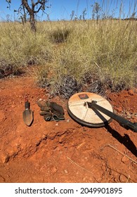 Marble Bar Western Australia Australia July Saturday 2021: Gold Detecting With Minelab In Western Australian Red Dirt