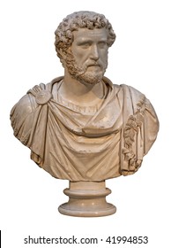 Marble Bust Of The Roman Emperor Antoninus Pius Isolated On White