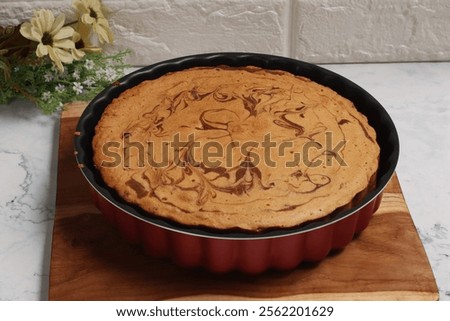 Marble Cake in a baking pan mold. Pound Cake. Fresh from the oven