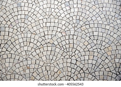 Marble Cobblestone Pavement With Curvature Pattern