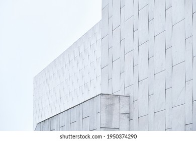 Marble Facade Of The Modern Building. Nordic Architecture In Finland, Helsinki.