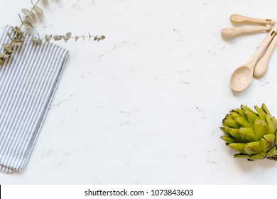 Marble Flat Lay In The Kitchen.