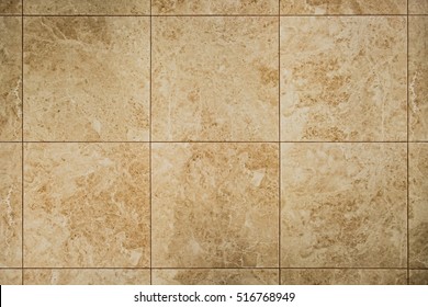 Marble Floor Or Wall Square Tile Pattern. Ochre, Brown Texture.