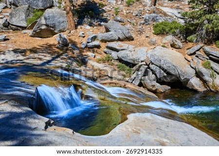 Marble Fork Kaweah River Cascade Over Granite Rocks in Sequoia National Park
