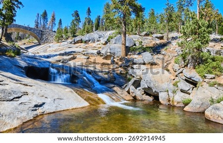 Marble Fork Kaweah River Stone Bridge and Pine Forest Panorama