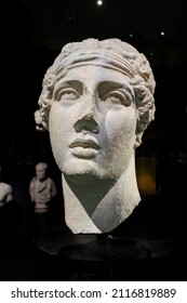 Marble Head of Famous Greek Poet Sappho, 2nd century CE. Hellenistic Period from Smyrna. Istanbul Archaeology Museum, 2022.