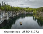 Marble lake in Ruskeala, a rural locality (a settlement) under the administrative jurisdiction of the town of republic significance of Sortavala in the Republic of Karelia, Russia.