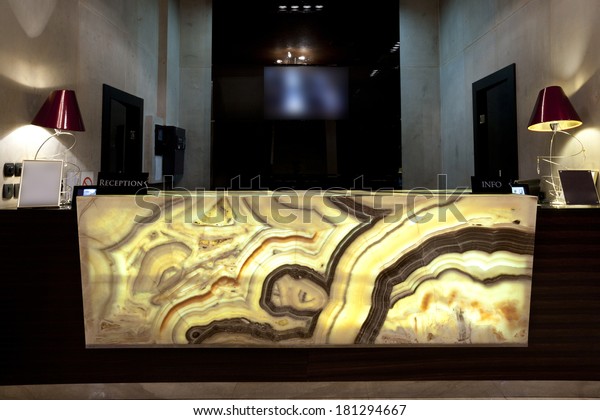 Marble Reception Desk Hotel Stock Photo Edit Now 181294667