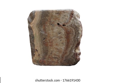 Marble Rock Isolated On A White Background, Marble Is A Non-foliated Metamorphic Rock That Forms Through The Metamorphism Of Limestone.