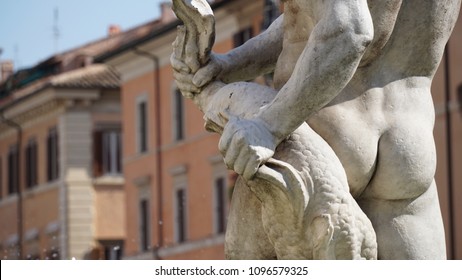 Marble Statue Buttocks Detail Of A Roman Fountain In The Sun