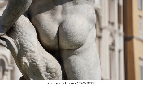 Marble Statue Buttocks Detail Of A Roman Fountain In The Sun