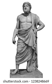 Marble statue of greek god Zeus isolated on white background.