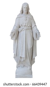 Marble Statue Of Jesus Christ Isolated On White With Clipping Path