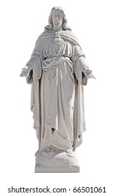 Marble Statue Of Jesus Christ Isolated On White With Clipping Path