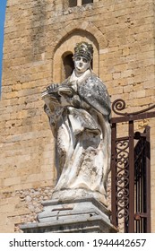 Marble Statue Outside Of The Cathedral Of Cefalù, Sicily, Italy, Roman Catholic Basilica