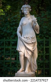 Marble Statue Of Roman Goddess Flora In Summer Garden, Saint Petersburg, Russia
