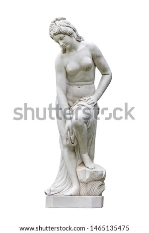 
Marble statue of a woman. Sculpture on an isolated background