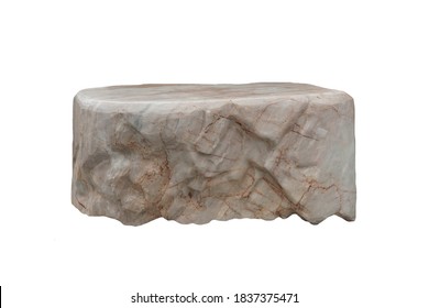 Marble Stone Seating For Outdoor Garden Decoration Isolated On White Background.