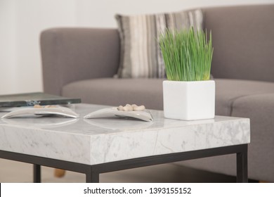 Marble Table In The Living Room Of The House