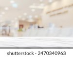 Marble table top with blur hospital clinic medical interior background