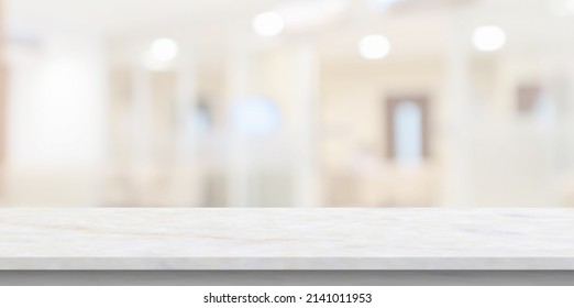 Marble Table Top With Blur Hospital Clinic Medical Interior Background