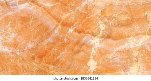 Marble texture background pattern with high resolution, orange onyx marbel, close up polished surface of natural stone, luxurious abstract wallpaper, Polished Orange Marble Slab for Wall decoration.