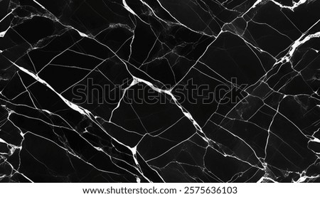 The marble texture features bold black and white contrasts with intricate veins. The smooth, polished surface highlights the striking white streaks that flow through the deep black backdrop.