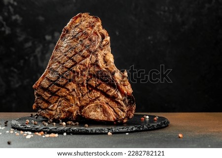 marbled beef T-bone or porterhouse beef meat Grilled Steak, banner, menu, recipe place for text,