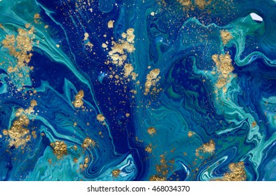 Marbled blue abstract background. Liquid marble pattern. - Shutterstock ID 468034370