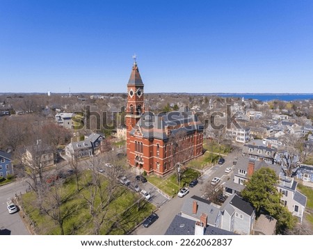 Marblehead Town Hall aka Abbott Hall was built in 1876 located at 188 Washington Street in town center of Marblehead, Massachusetts MA, USA. 