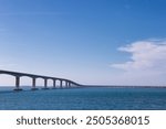 Marc Basnight Bridge connects Brodie and Hatteras Islands crossing the Oregon Inlet in Outer Banks, North Carolina, USA