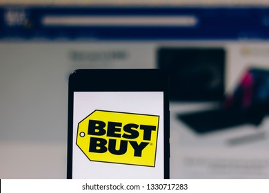 March 05, 2019, Brazil. Logo of the US electronics company, Best Buy displayed on the screen of the mobile device. Best Buy is among the most admired companies in the world.