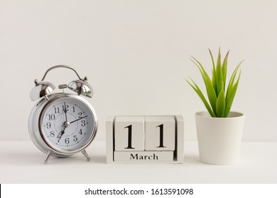 March 11 on the wooden calendar.The concept of one day a year.Calendar date of the spring month.