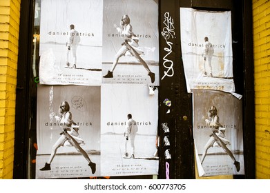 March 13, 2017. New York City, New York. Fashion Advertisements Line The Walls Of A Building In Soho, Manhattan. 