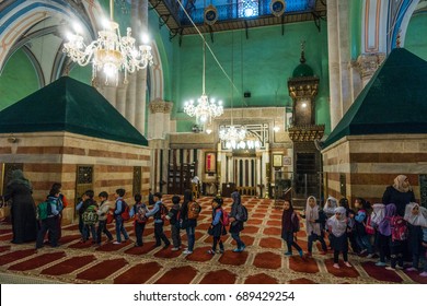 March 15, 2017 - A School Visit Where Childrens Came To Visit The  Tombs Of Prophet Ishaq (pbuh) And Prophet Ibrahim (pbuh) Inside Masjid-e-Khalil Mosque (Ibrahim Mosque) In Hebron.