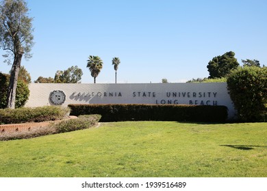 March 15, 2021- Long Beach, California: Entrance Sign For California State University, Long Beach. Editorial Use Only.