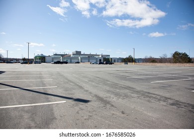 March 18, 2020- Halifax, Nova Scotia: A Quiet Looking Parking Lot At The Usually Busy Halifax Shopping Centre, A Response To People Staying Home During COVID 19