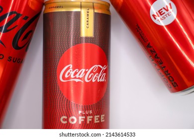 March 18, 2022, Ukraine City Kyiv, Iron Can Of Coca Cola Without Sugar On A White Background