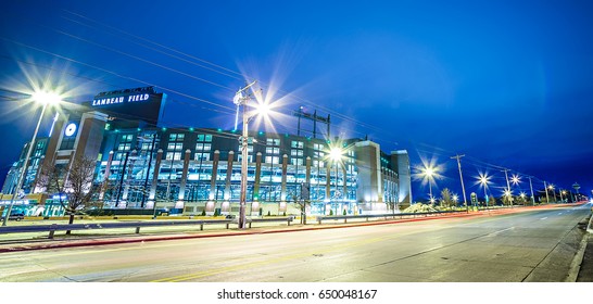 March 2017 Green Bay Wisconsin - Lambeau Field - Green Bay Packers At Night