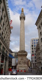 March 2017: Monument To The Great Fire Of London, Bank Station, United Kingdom                              